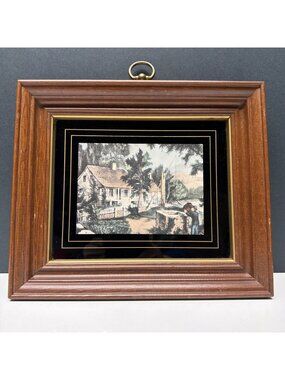 Framed Lithograph Currier And Ives‎ Turner Wall Accessories G629 Old Oak Bucket